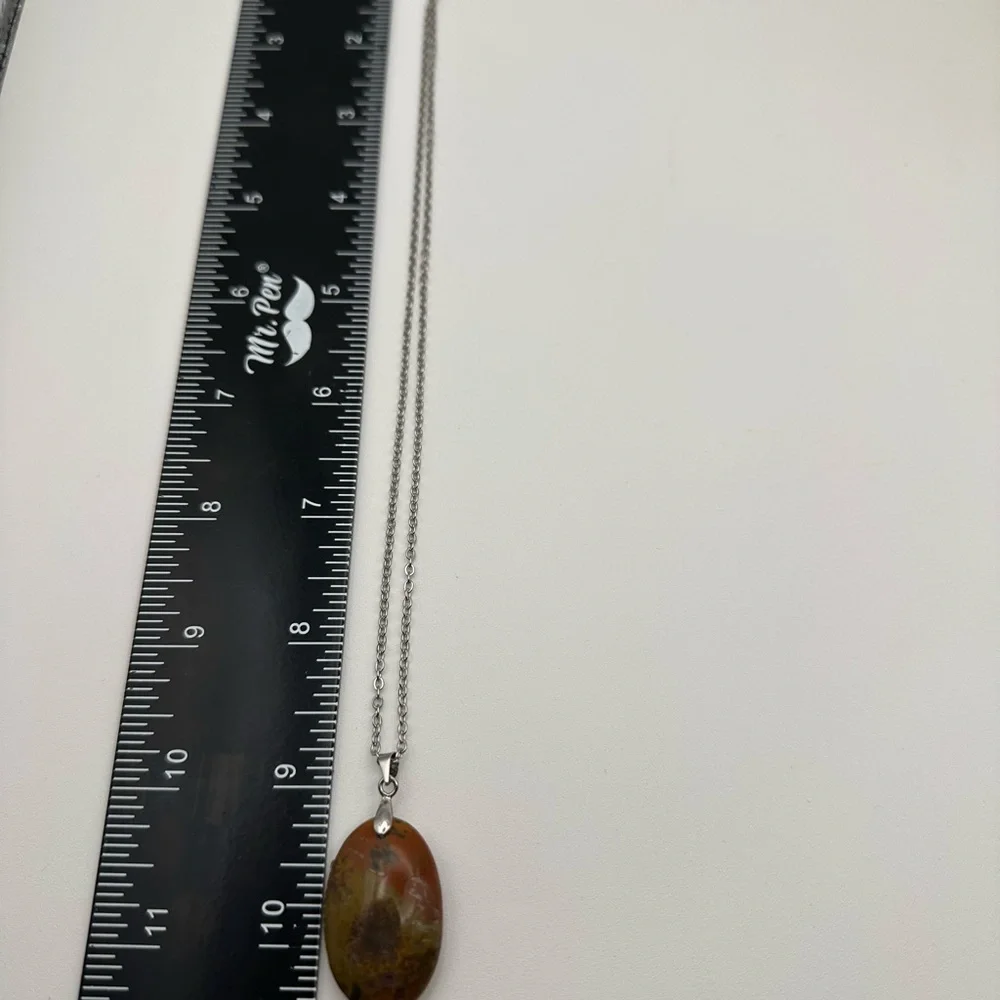 Warring State Agate Pendant on 18” Stainless Steel Box Chain